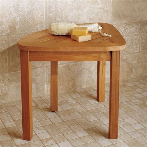 The ecodecors eleganto teak shower bench is a gorgeous, solid teak wood shower bench/stool with a more rustic appearance. Teak Shower Stool $99 | Teak shower stool, Shower stool ...