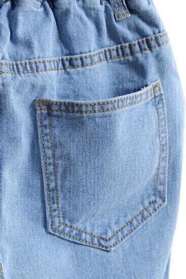 Blue Elastic Waist Pockets Denim Pant Sheinsheinside