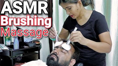 Asmr Head Massage Forehead Brushing And Tapping By Cosmic Lady Barber Youtube