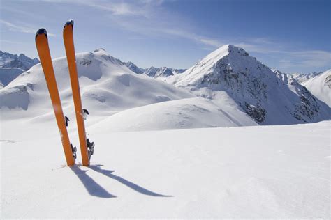 Orange Skis In The Snow Winter Landscape Various Sports Wallpapers Hd Wallpaper Download For