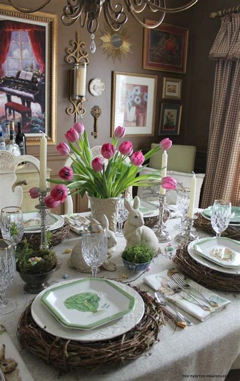 Another interesting idea for easter table decorations is the use of egg shells, in which put a flower sprig and form a beautiful arrangement on the table or. DIY Easter Tablescapes