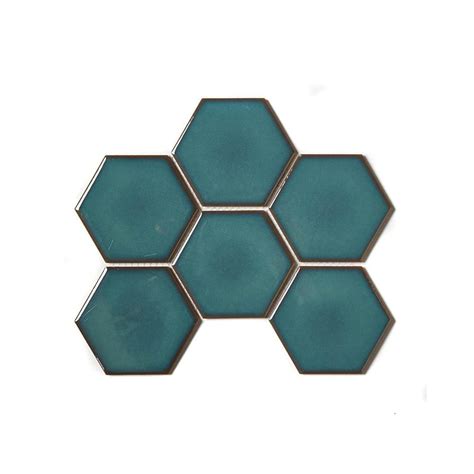 Hexagon Gloss Teal 95cm X 95cm 256cm X 197cm Wall Mosaic