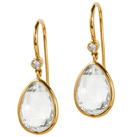 Goshwara Pear Shape Moon Quartz Teardrop Cage And Diamond Earrings For