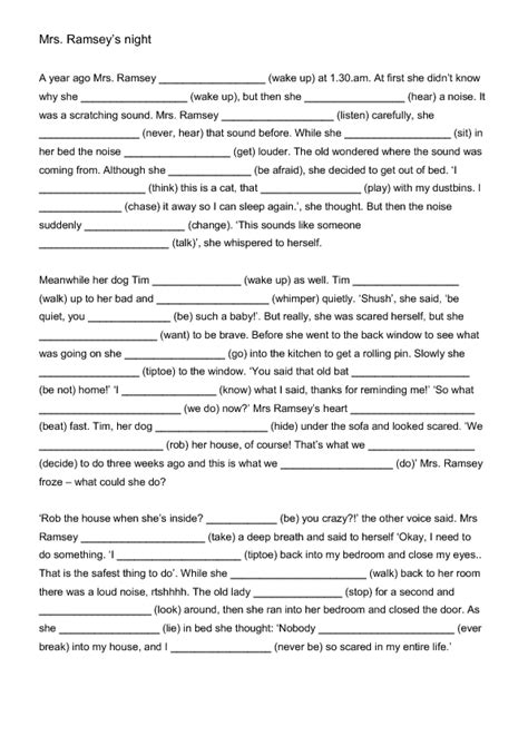 These include multiple choice grammar quizzes, fill in the blank grammar exercises, 'drag and drop' exercises, and more. Mrs. Ramsey's Night - Mixed Tenses Worksheet | Tenses ...