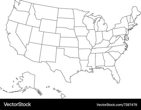 Blank Outline Map Of Usa Royalty Free Vector Image Vrogue Co