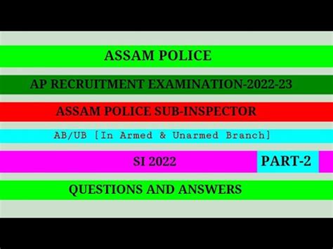 Sub Inspector Si Assam Police Assampolice Assampolicewrittenexam