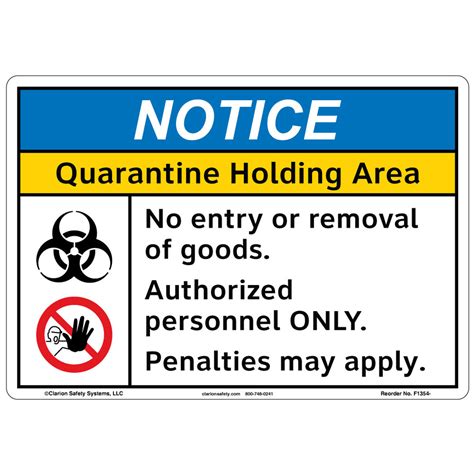 Noticequarantine Holding Area F1354
