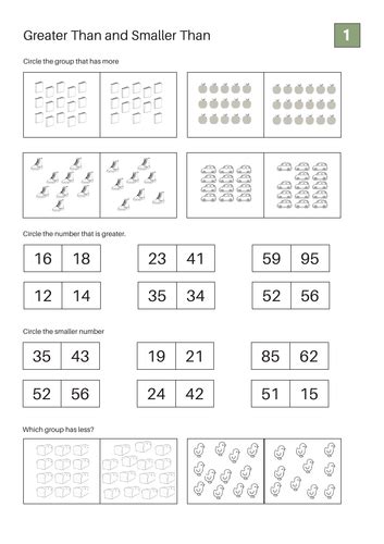 Comparing Numbers Smaller Than And Greater Than Teaching Resources