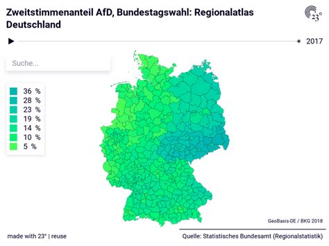 Zweitstimmenanteil AfD, Bundestagswahl: Regionalatlas Deutschland