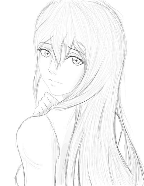 Cute Anime Girl Sketch At Explore Collection Of