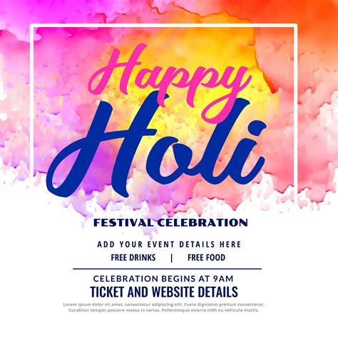 Happy Holi Festival Celebration Invitation Card Design Download Free