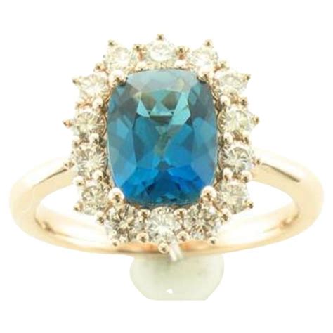 Le Vian Ring Featuring Deep Sea Blue Topaz Nude Diamonds Set In K For