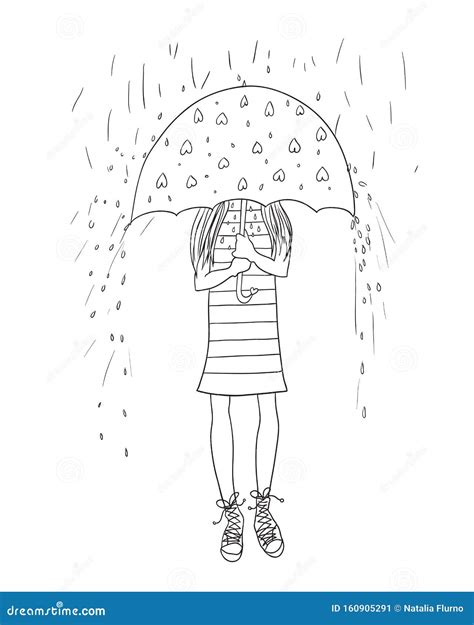 Girl With Umbrella Stock Illustration Illustration Of Heart 160905291