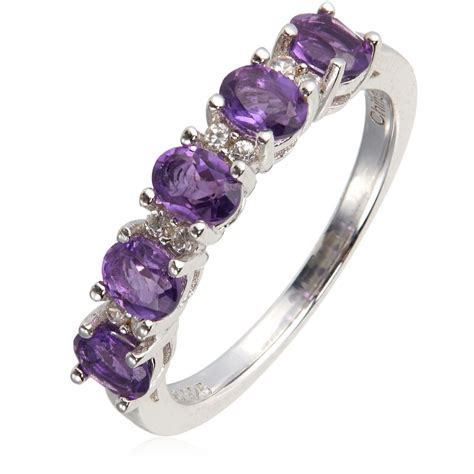 075ct Amethyst 5 Stone Ring Sterling Silver Qvc Uk