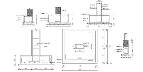 Pile Footing Design Plan And Sectional 2d Drawing Cadbull