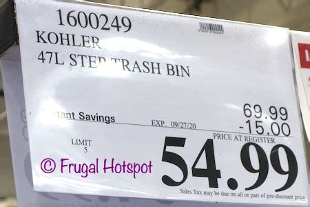 All i got was the terminal issue was not for your particular trash can. Kohler 12.4 Gallon Step Trash Bin - Costco Sale| Frugal ...