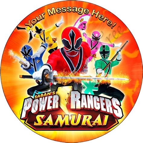 Power Rangers Samurai Edible Cake Image Topper Circle Can Be