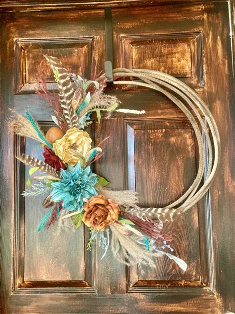 Antler Floral Rope Wreath Lariat Wreath Lasso Wreath Etsy