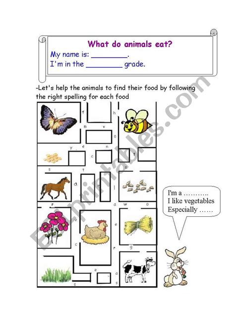 What Do Animals Eat Esl Worksheet By Sadeel