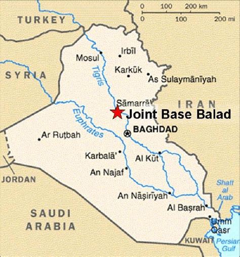 Location Of Joint Base Balad In Iraq Map Courtesy Of Us State