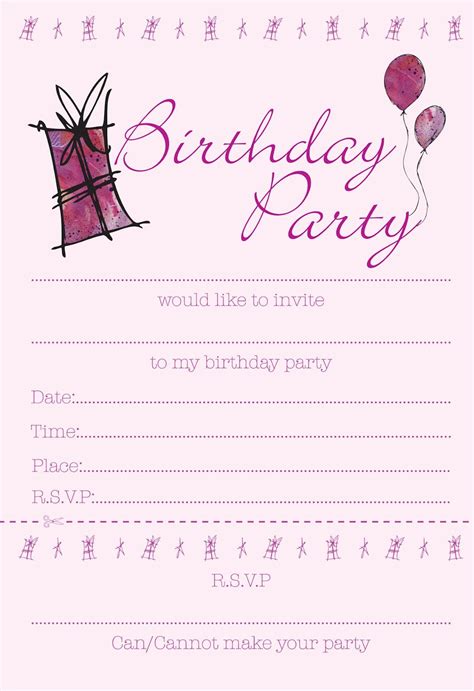 A Pink Birthday Party Card With Balloons
