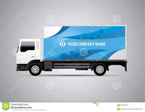 Advertisement Or Corporate Identity Design Template On White Truck