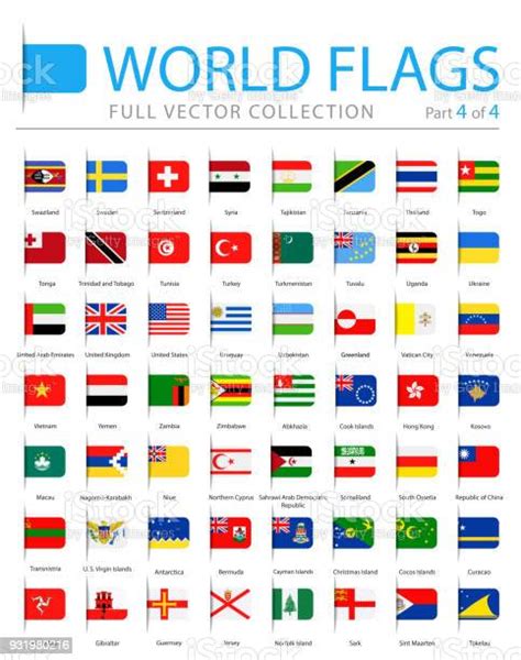 World Flags Vector Bookmark Label Tag Flat Icons Part 4 Of 4 Stock