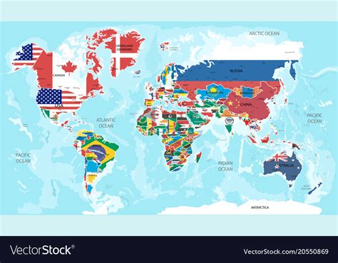 Map With Flags Royalty Free Vector Image Vectorstock