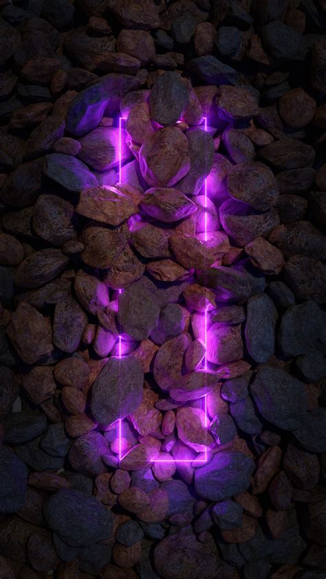 Обои неоновый камень неон андроид неоновое освещение пурпур на