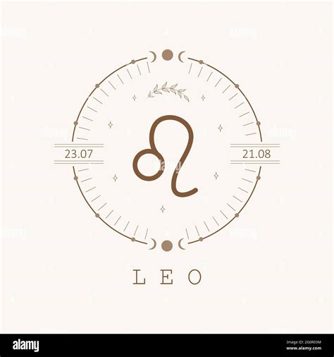 Leo Zodiac Sign In Boho Style Astrological Icon Isolated On White