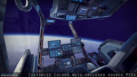 artstation sci fi spaceship cockpit 4 low poly 3d model game assets
