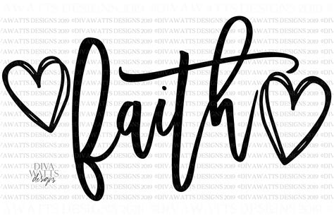Faith with Doodle Hearts - Christian - Motivational SVG PNG (414780