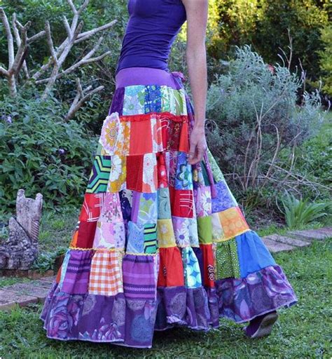 rainbow magic patchwork maxi skirt size xs up to m l etsy skirts maxi skirt maxi