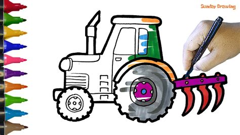 Menggambar Dan Mewarnai Traktor Untuk Anak Anak Balita Ayo