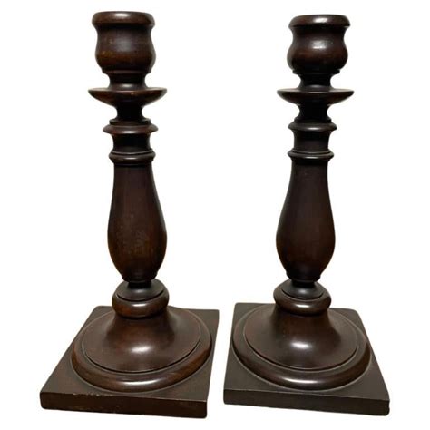 Pair Of Danish Modern Solid Rosewood Candlesticks Hand Turned For Sale