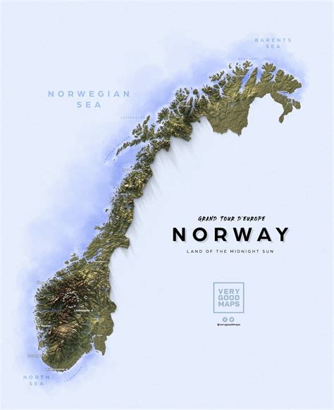Norway Shaded Relief Map By Verygoodmaps Maps On The Web