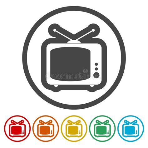 Vector Retro Tv Icon 6 Colors Included Stock Vector Illustration Of