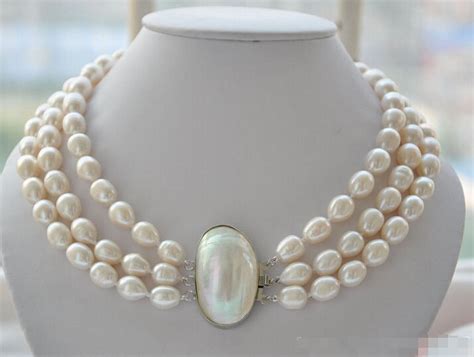 Free Shipping Strands Mm Rice White Freshwater Cultured Pearl