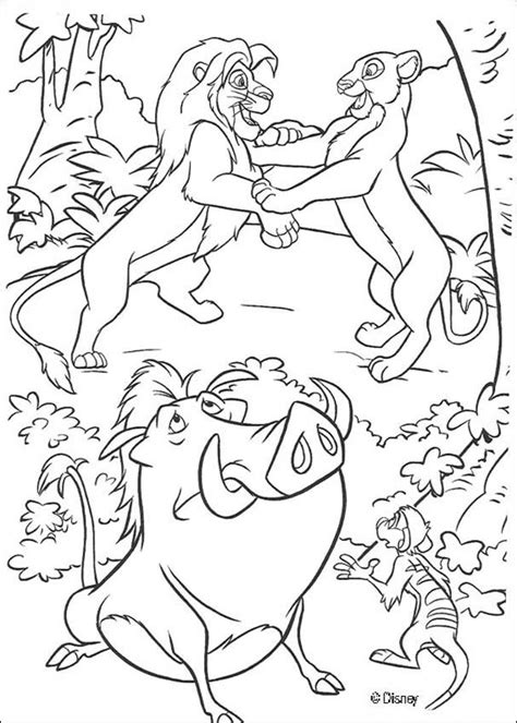 Coloring page simba and nala. The Lion King coloring pages - Simba dancing with Nala