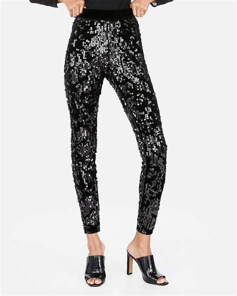 Express High Waisted Velvet Sequin Leggings New Years Eve Outfits