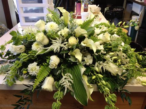 All White Flowers For Funeral Serene All White Small Casket Spray Funeral Flowers More