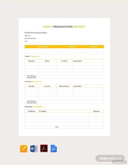22 Production Report Templates Docs Pdf Word Pages