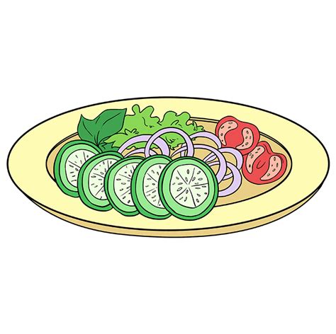 Plate Salad Drawing Easy Mundopiagarcia