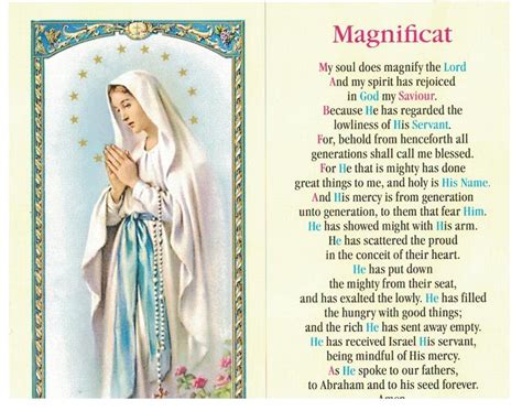 Holy Picture Card Lourdes Magnificat Prayer Di Marco International