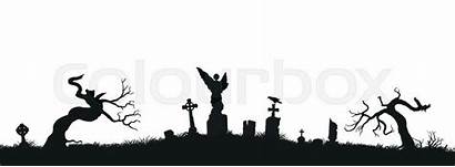 Graveyard Cemetery Silhouettes Tombstones Gravestones Halloween Grave