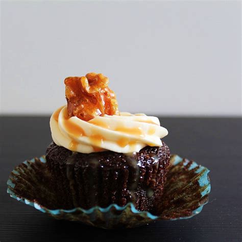 Sticky Gingerbread Cupcakes With Salted Caramel Cream Cheese Frosting Candied Walnuts