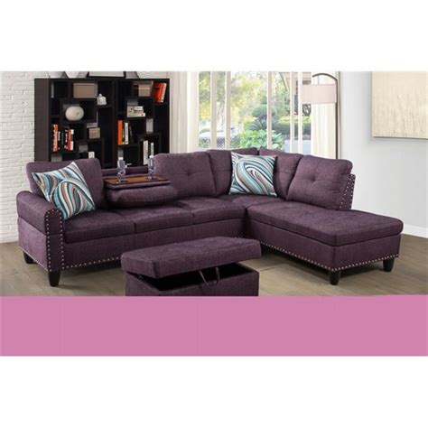 Beverly Fine Funiture F09917b Sectional Couch Sofa Set With Ottoman