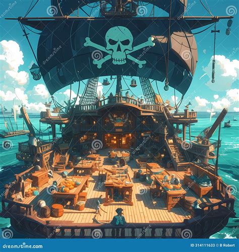 Pirate Ship Adventure Awaits! Stock Illustration - Illustration of sail