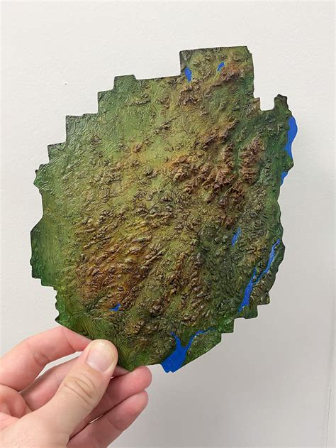 Hand Painted 3d Printed Terrain Map Of The Adirondack Park Etsy