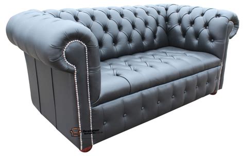 Button Sofa In Black Leather Designersofas4u Blog